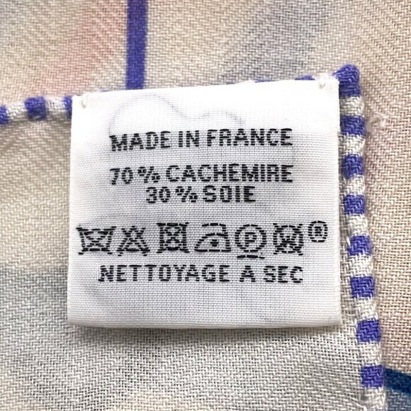 HERMES Giant Square HORSE CLUB Horse Club Size 140 Cashmere70% Blue Ciel/Pin... - Picture 4 of 5